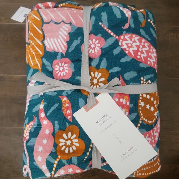 Anthropologie Mahina Duvet Cover King Vibrant Jungle Bedroom Luxury Comfort - Picture 2 of 3